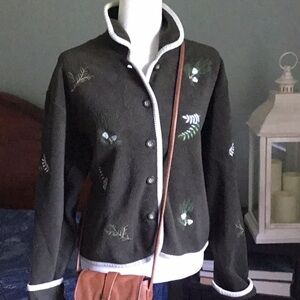 Christopher and Banks Olive fleece jacket/blazer